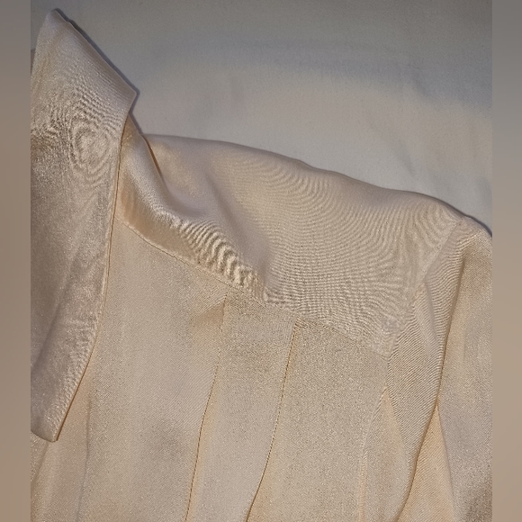 Petite Sophisticate top/ 100% Silk button up blouse  cream size 8 - Picture 5 of 6
